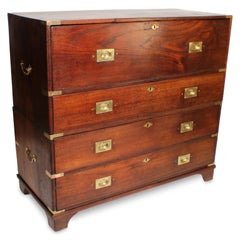 Early to Mid 19th C. 2 Piece Campaign Secretary Chest