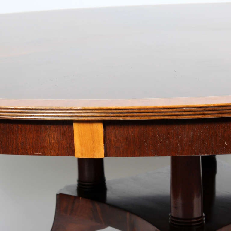 Custom Round Inlaid Mahogany Banded Dining Table 3