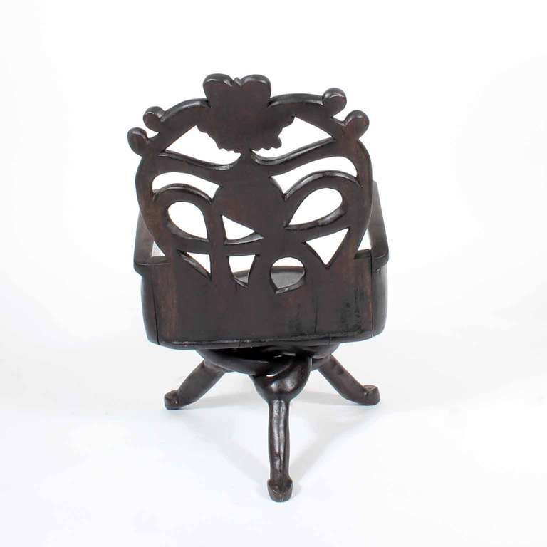 African Carved Hardwood Chair In Excellent Condition In Palm Beach, FL