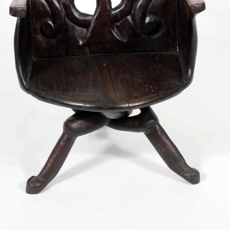 Mid-20th Century African Carved Hardwood Chair
