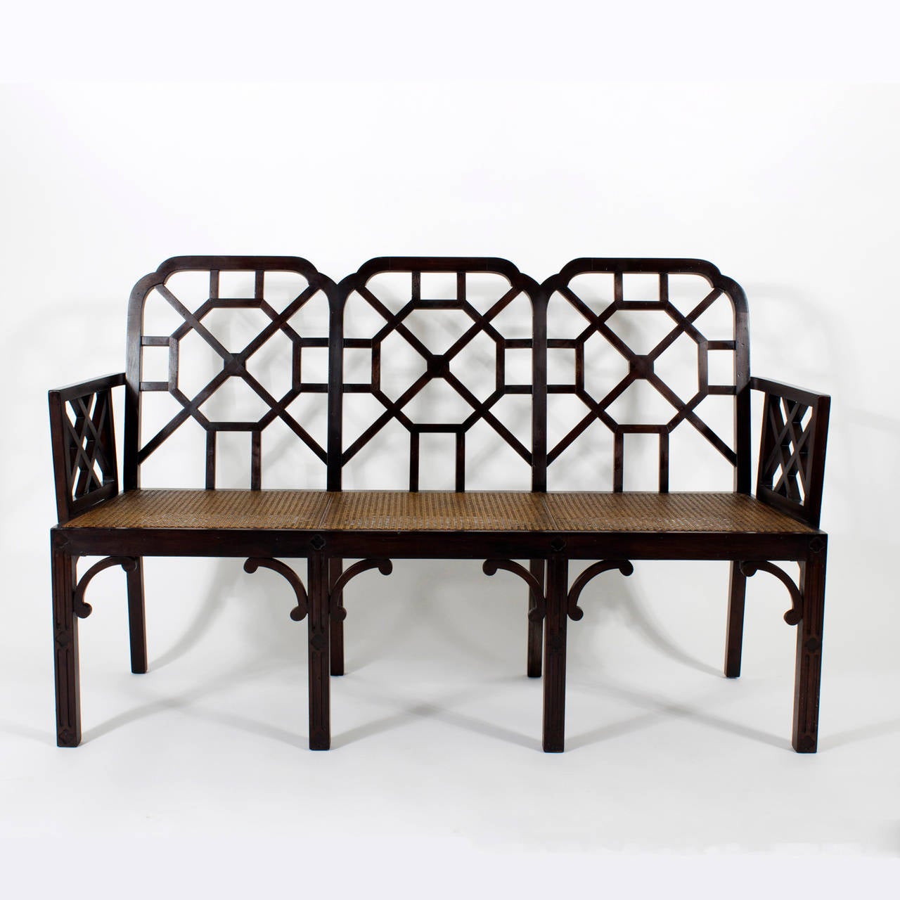 American Mid-Century Chinese Chippendale Settee