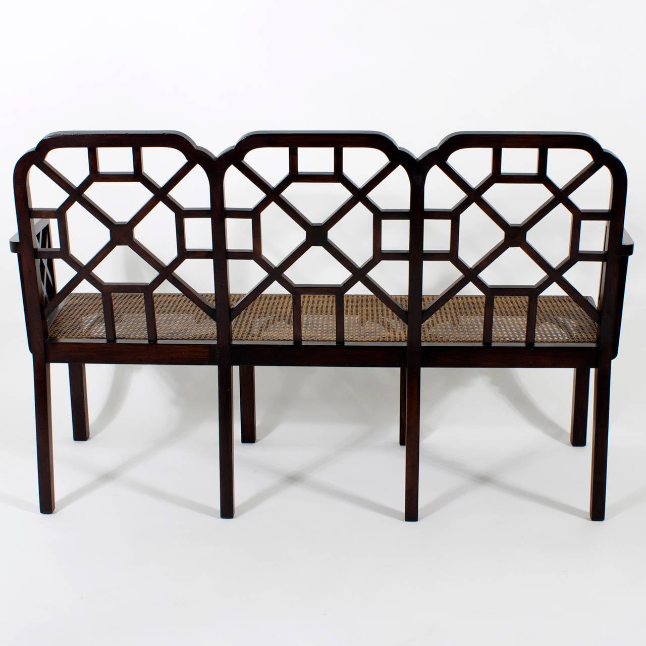 Mid-Century Chinese Chippendale Settee In Excellent Condition In Palm Beach, FL