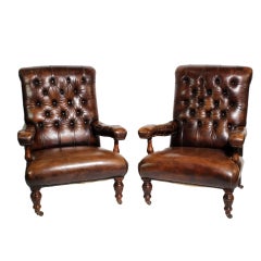 Pair of Leather Library Chairs