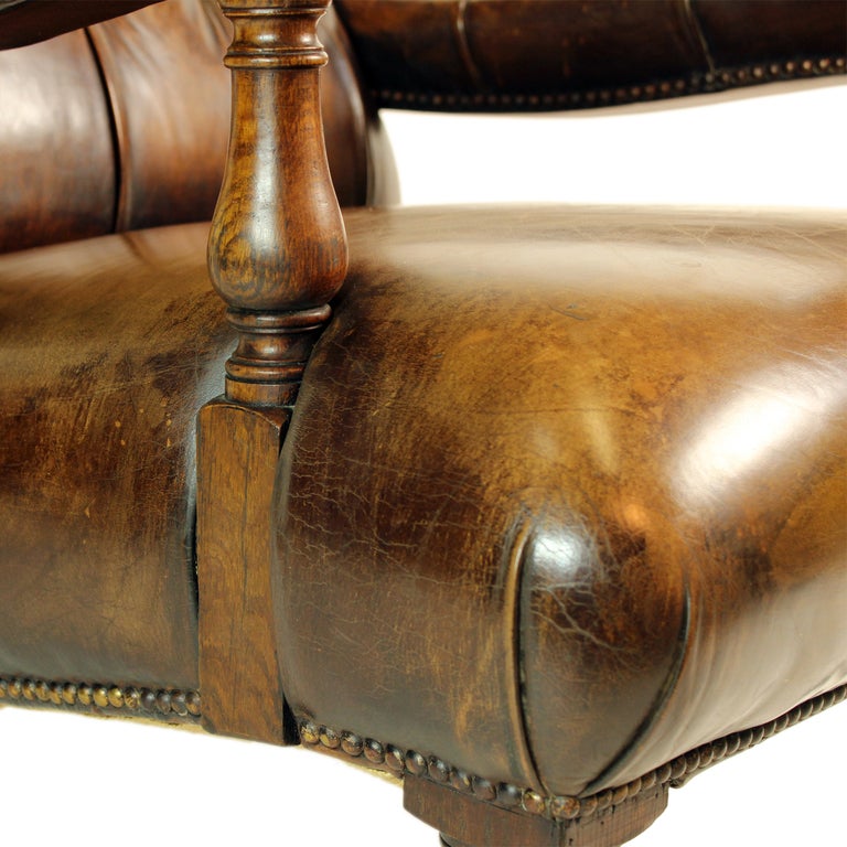 Pair of Leather Library Chairs In Good Condition In Palm Beach, FL