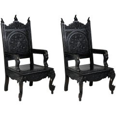 Pair of Large Burmese  Arm Chairs