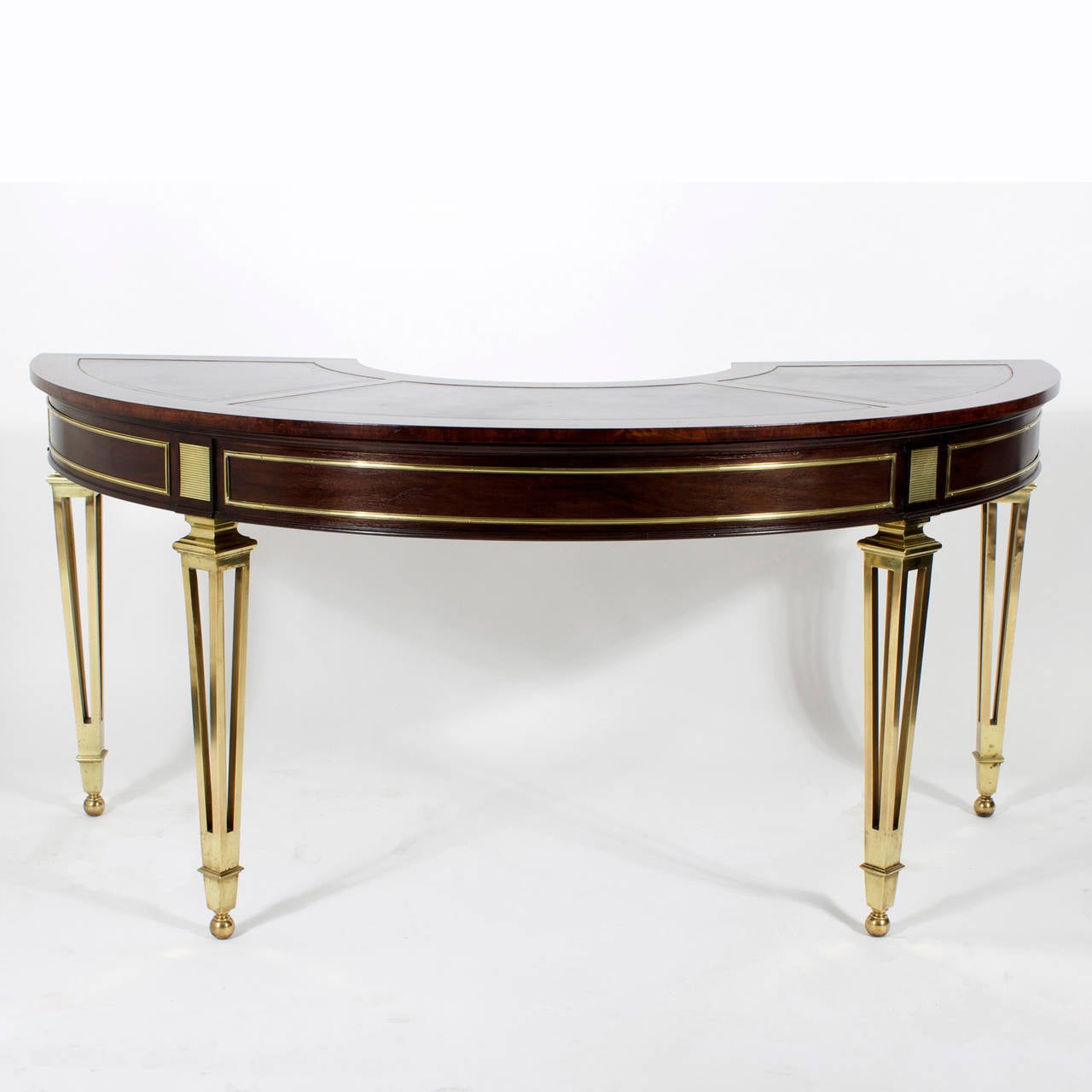 Neoclassical Mastercraft Demilune Desk with Bronze Legs