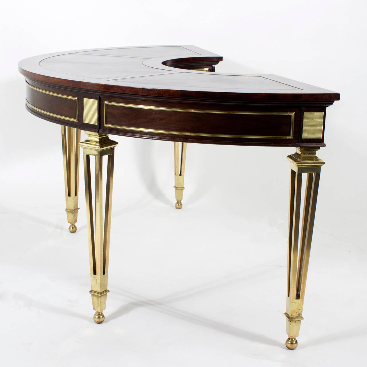 American Mastercraft Demilune Desk with Bronze Legs