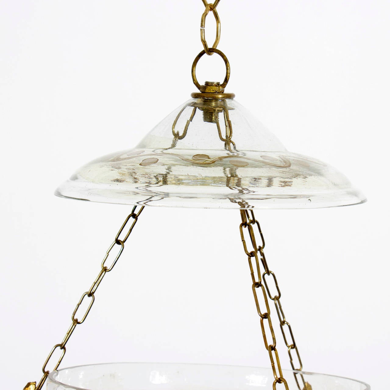 19th Century Enamelled Bell Jar Candle Lights with Smoke Bells, Ten Available In Excellent Condition In Palm Beach, FL