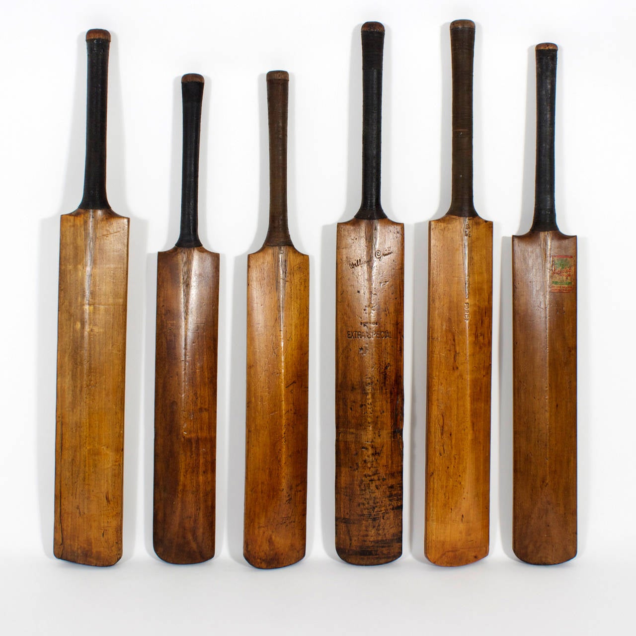 Sporting Art Collection of Fvie Cricket Bats, Great Color and Patina
