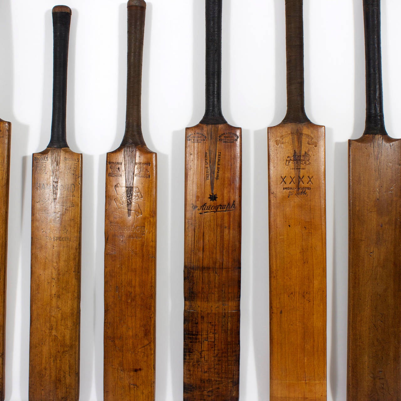 English Collection of Fvie Cricket Bats, Great Color and Patina