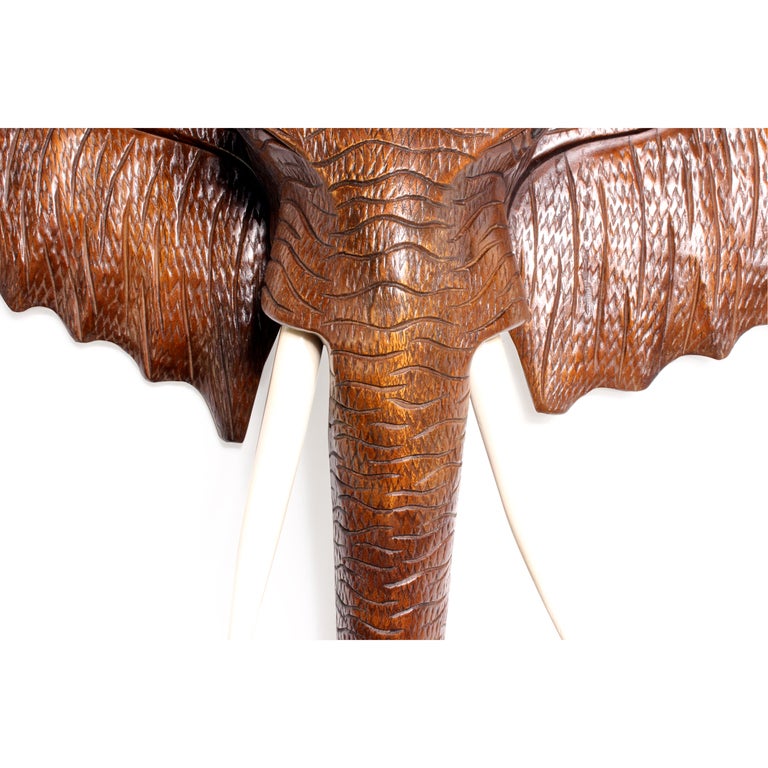 wooden elephant head