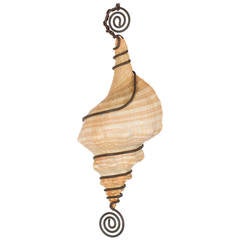 Seashell Pendant Light with Spiraling Iron Frame 7