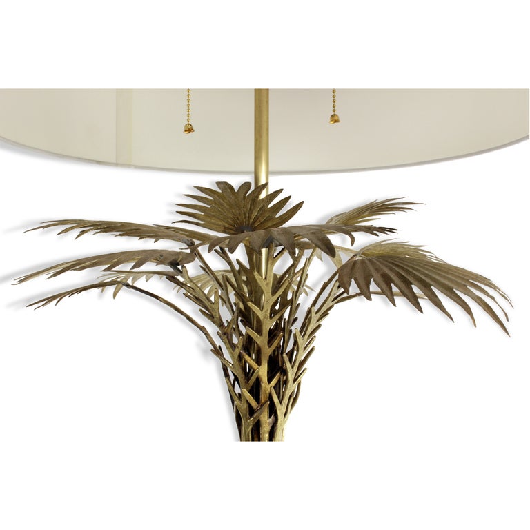 brass palm lamp