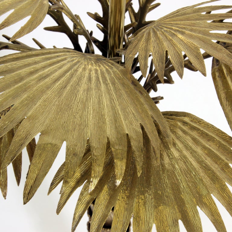 Organic Modern Brass Palm Tree Lamp