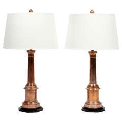 Retro Pair of Custom Copper Lamps