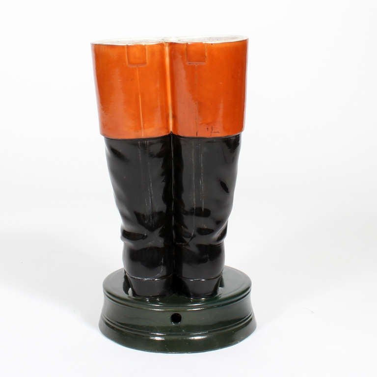 Late 19th or Early 20th Stoneware Boot Form Umbrella Stand In Excellent Condition In Palm Beach, FL