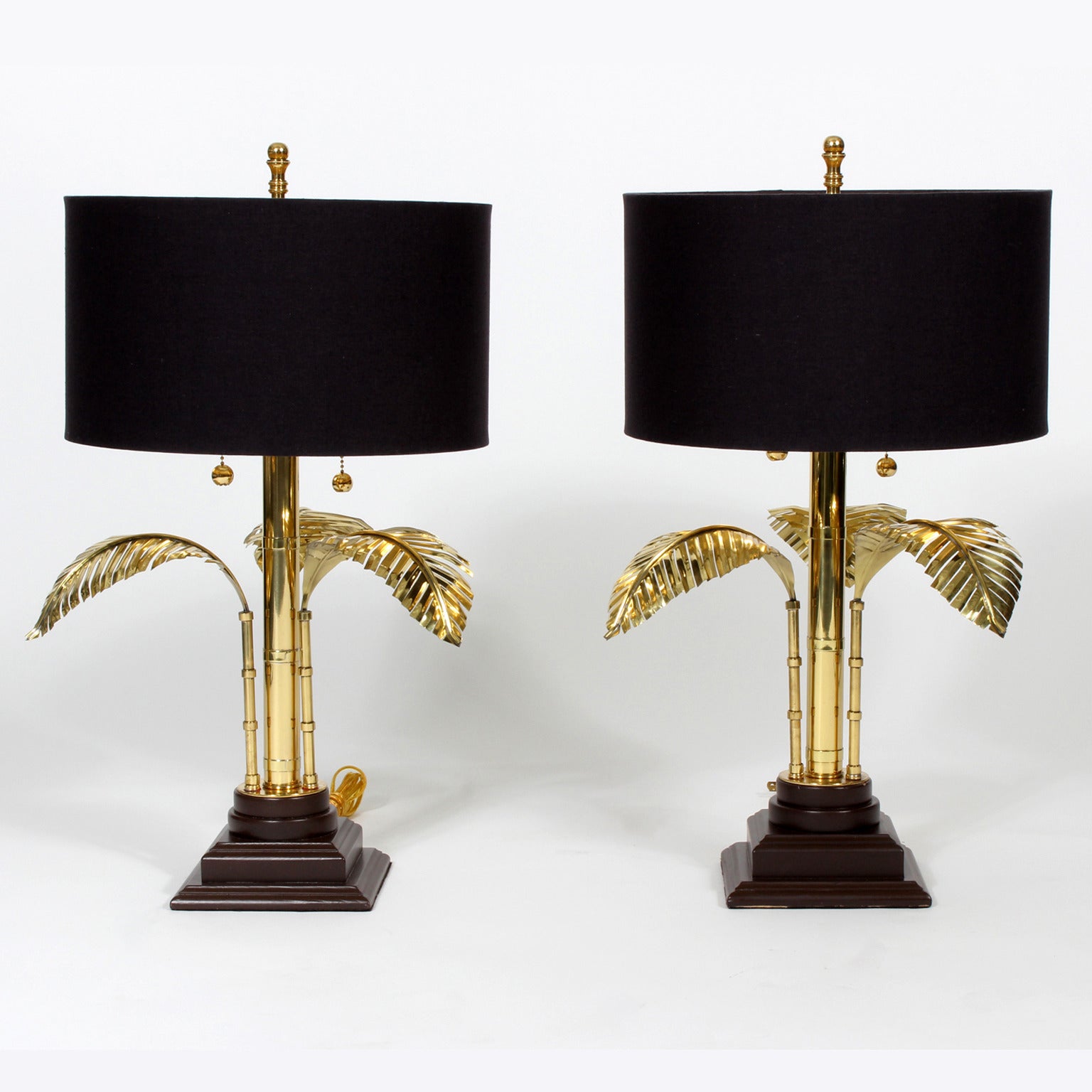 Pair of Stylized Brass Palm Tree Table Lamps