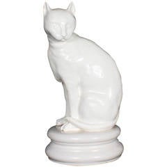Retro Tall Pottery or Porcelain Seated Cat on Base