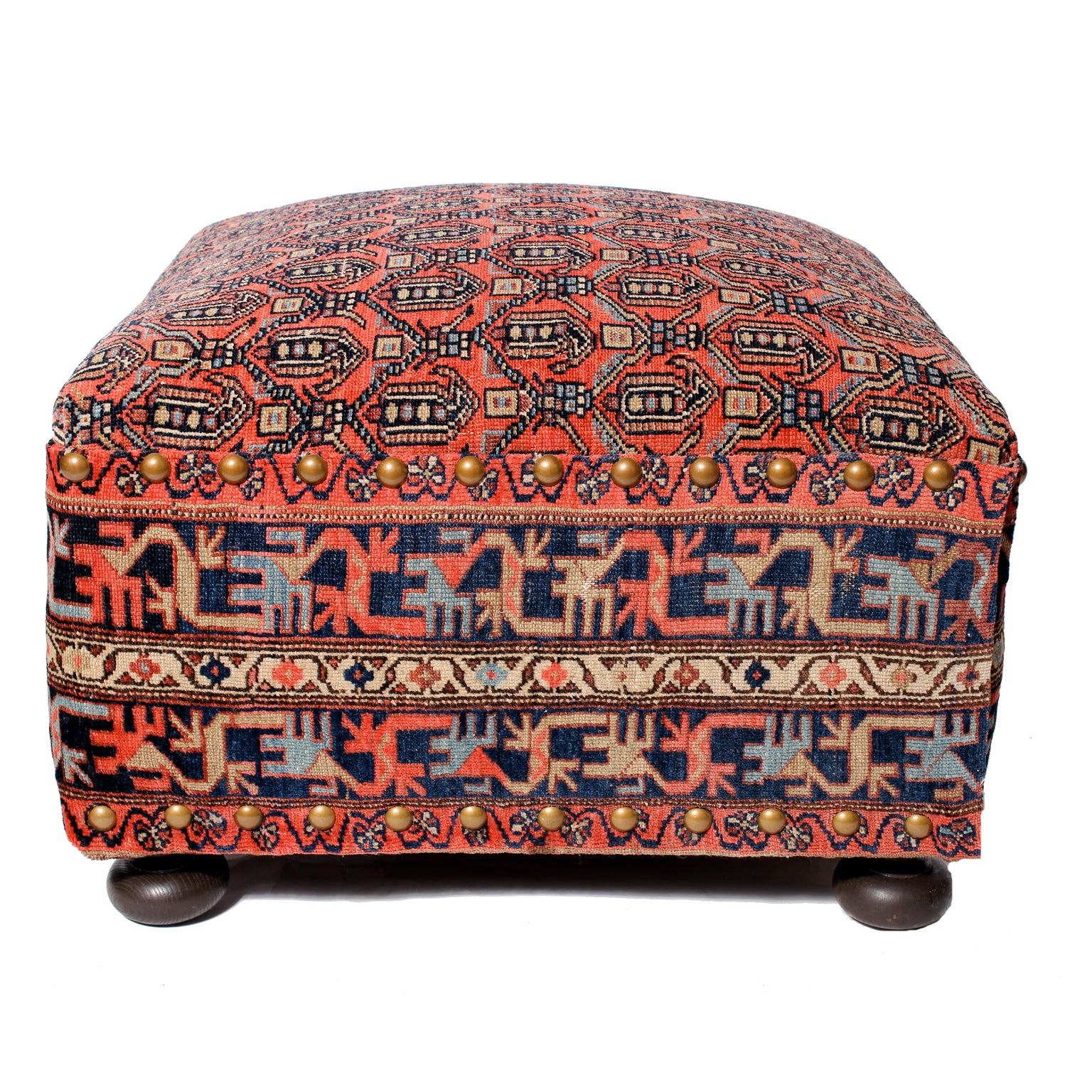 Oriental Rug Ottoman, Footstool or Bench