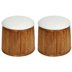 Pair of Rattan Benches, Seats or Stools