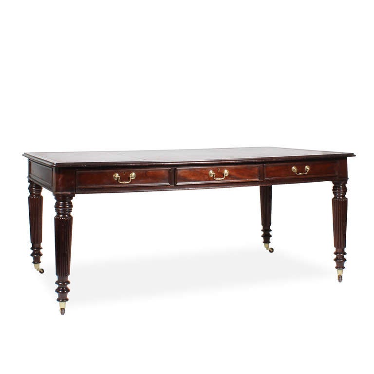 English A George III Library Table or Partners Desk in Mahogany