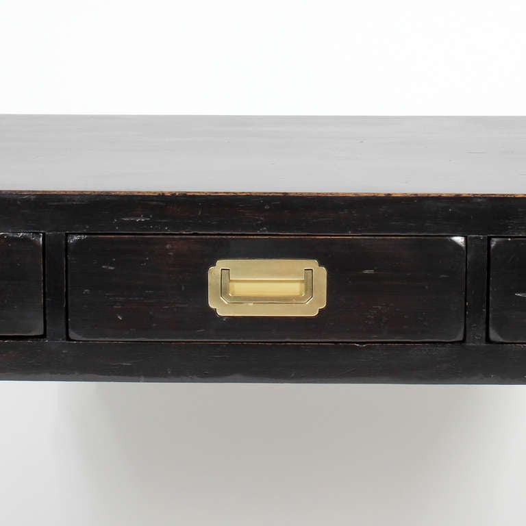 Late 20th Century Black Stained X Base Campaign Style Desk