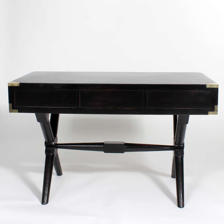 Black Stained X Base Campaign Style Desk 3