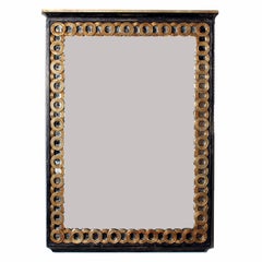 Carved, Painted and Gilt Mirror with Mirrored Ring Border