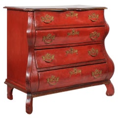 18th Century Dutch Bombe Chest in an Old Red Surface