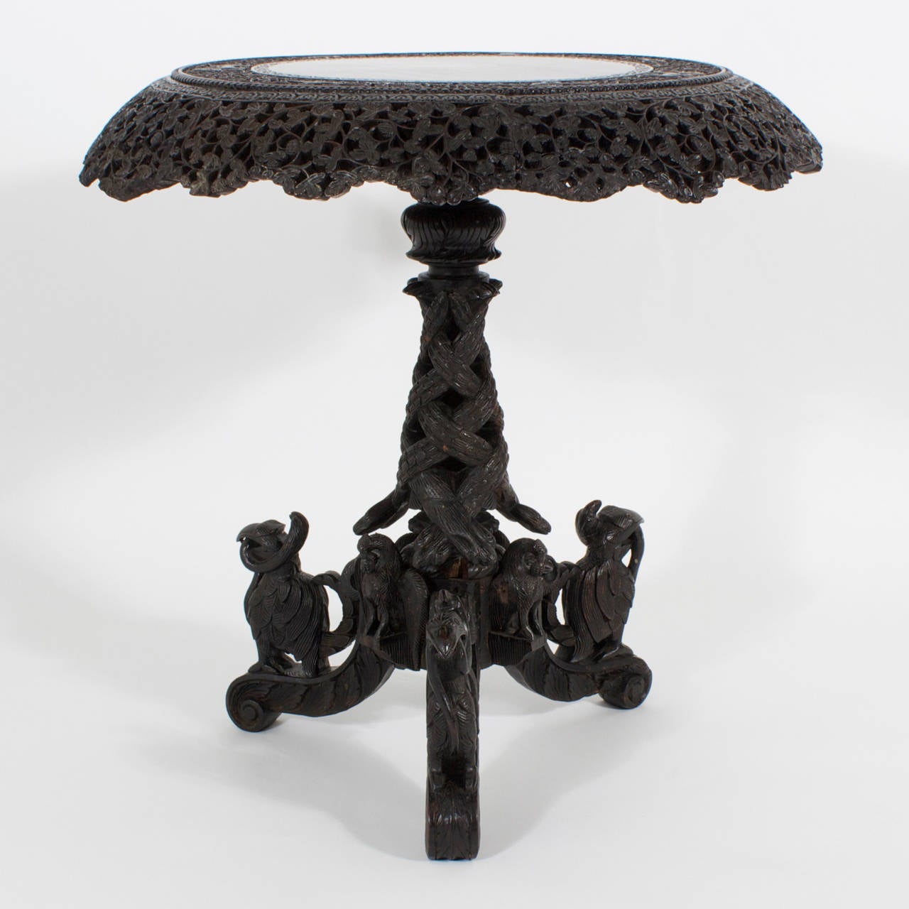 19th Century Intricately Carved Anglo-Indian Occasional Table In Good Condition In Palm Beach, FL