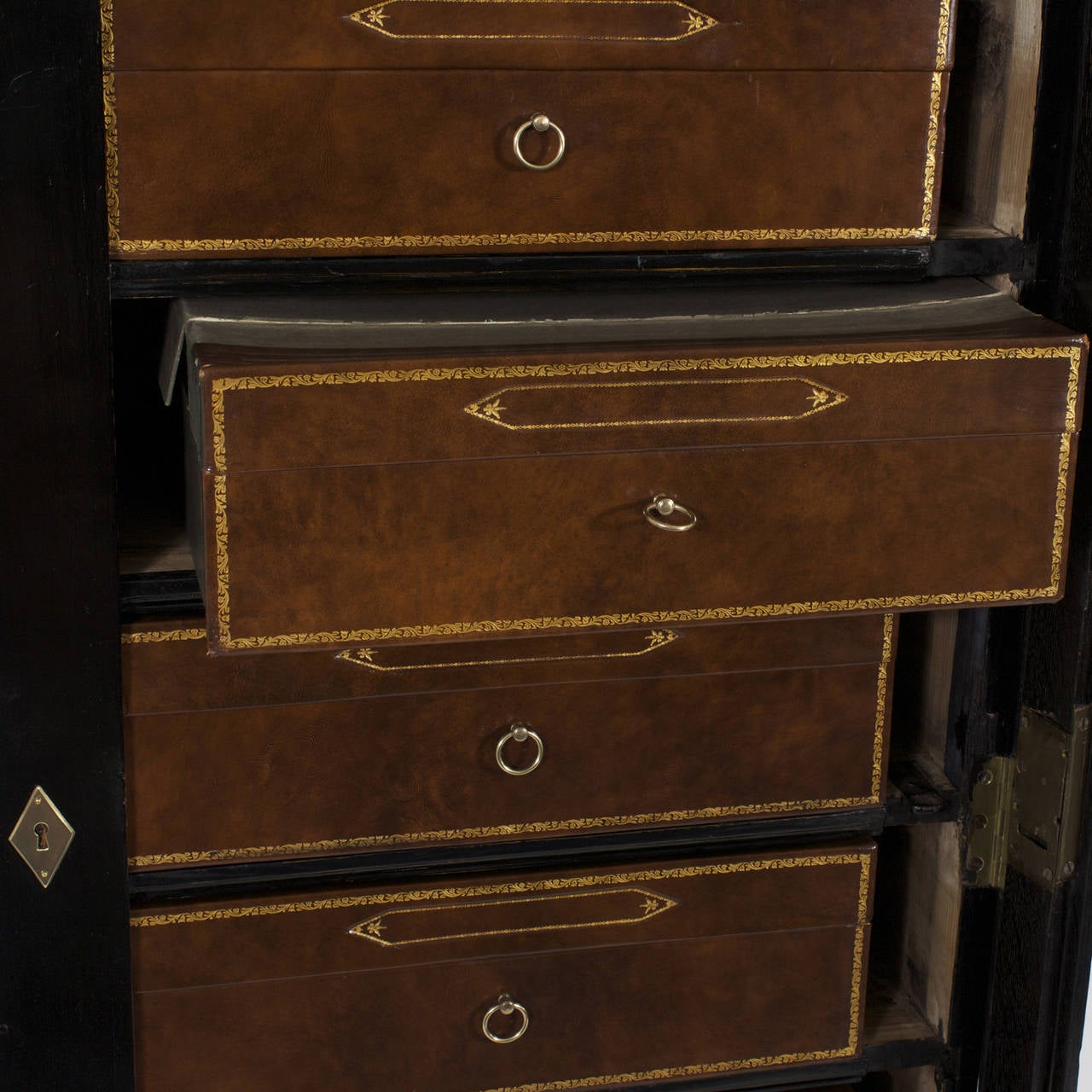 French, Ten-Drawer Leather Cartonnier or Wellington Chest 3