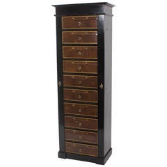 French, Ten-Drawer Leather Cartonnier or Wellington Chest