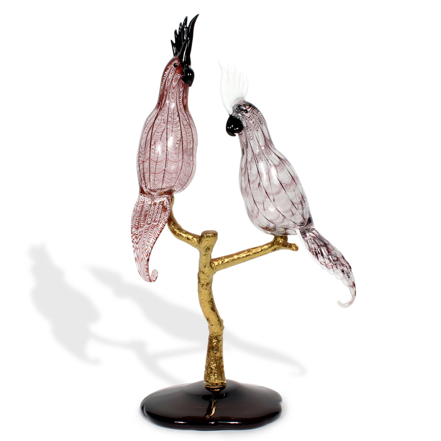 Glass Murano Style Parrots by Zanetti on Stand