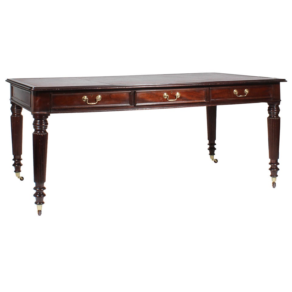 A George III Library Table or Partners Desk in Mahogany