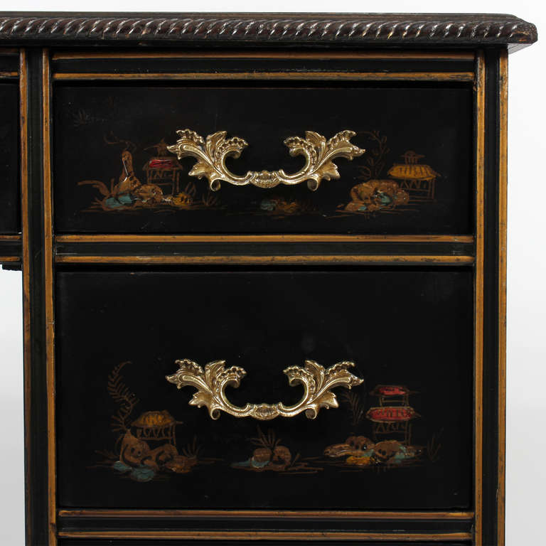 20th Century Chinoiserie Decorated Flat Top Desk