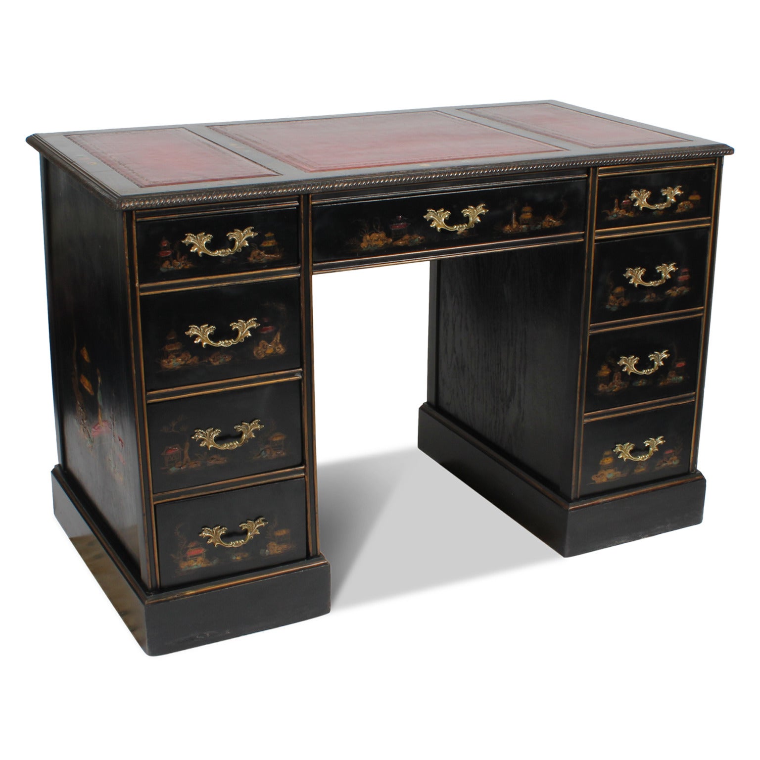 Chinoiserie Decorated Flat Top Desk