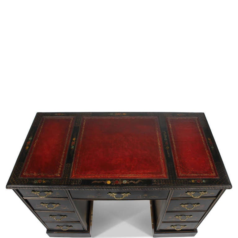 English Chinoiserie Decorated Flat Top Desk