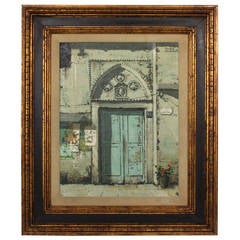 Oil on Canvas of a Mediterranean Doorway by Andre Andreoli