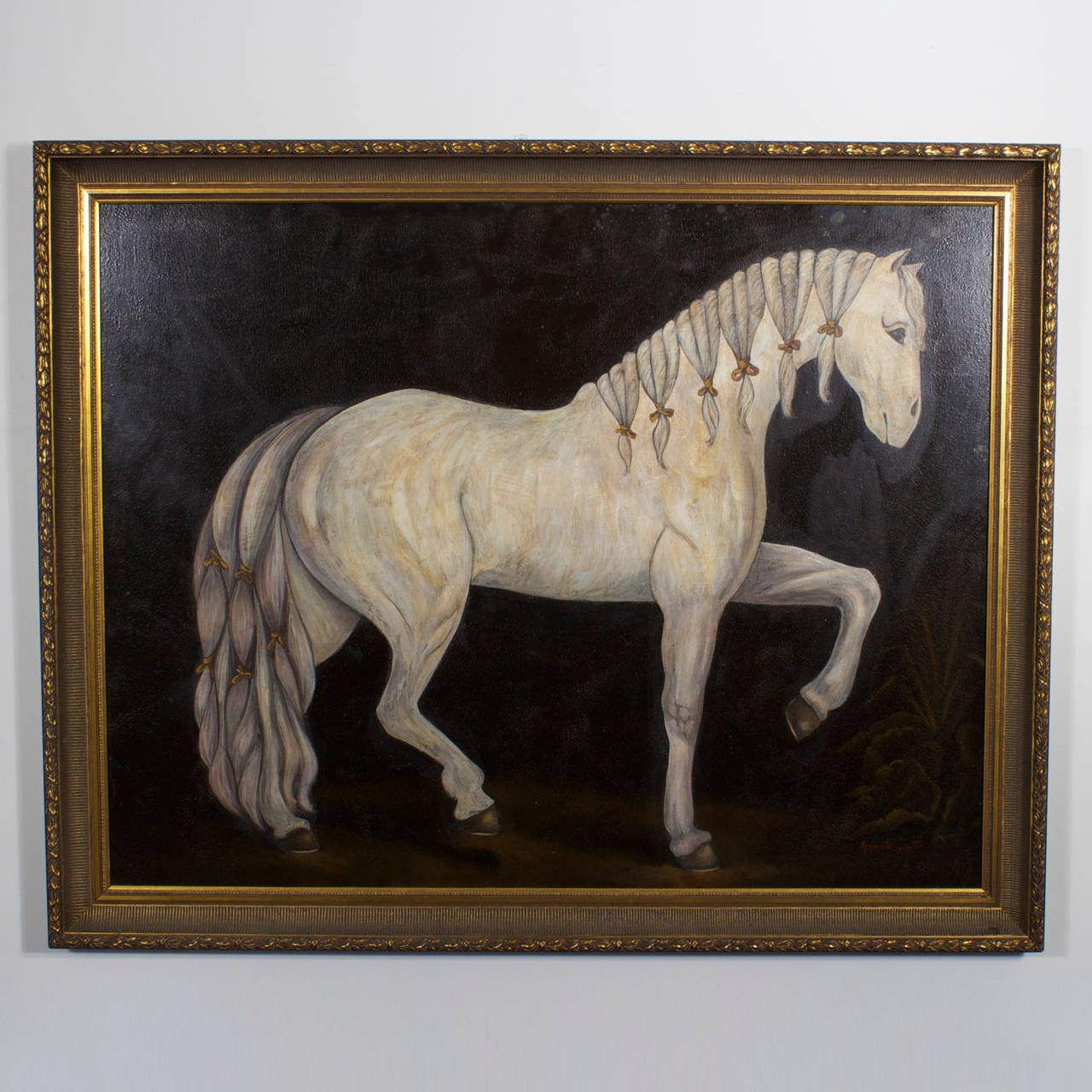 American Large Canvas Horse Painting by Reginald Baxter
