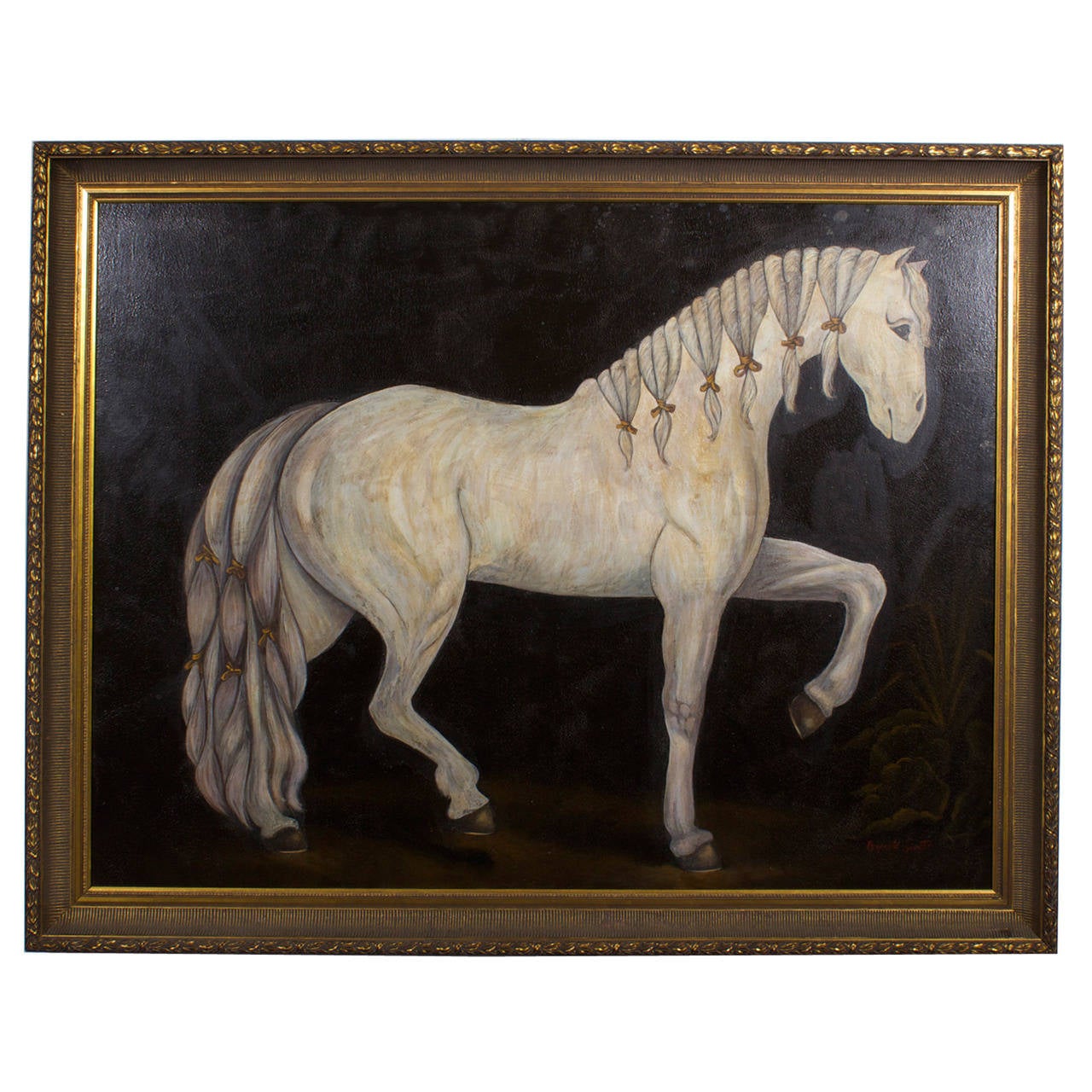 Large Canvas Horse Painting by Reginald Baxter at 1stDibs