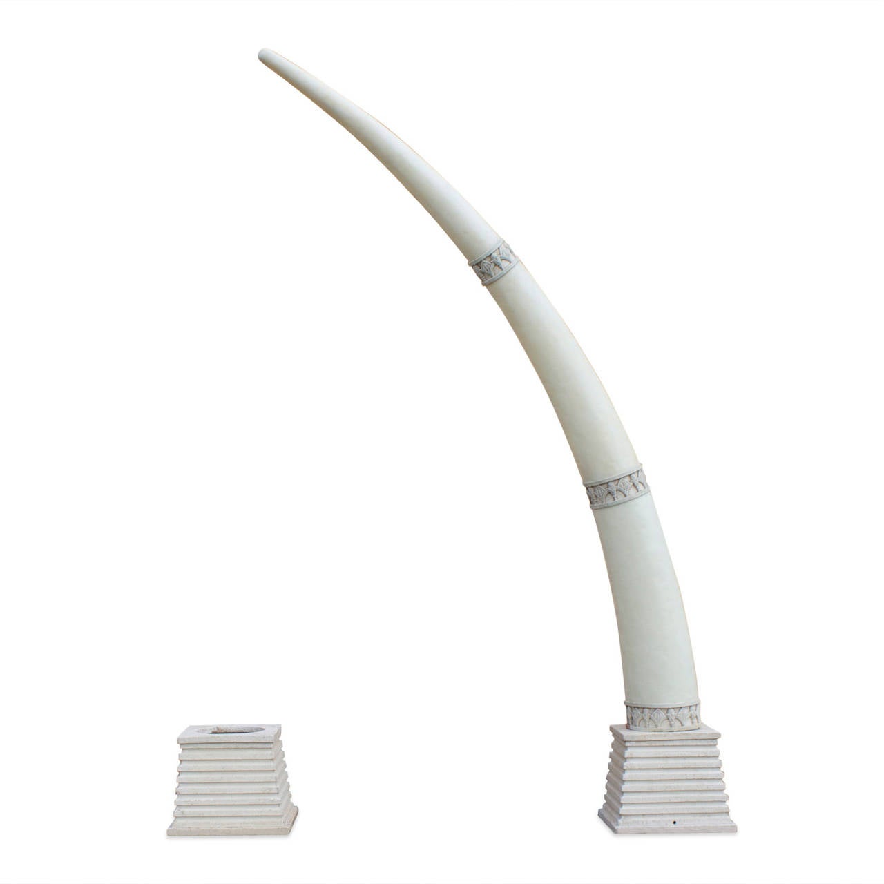 20th Century Monumental Midcentury Faux Elephant Tusks on Bases For Sale