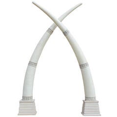 Monumental Mid-Century Faux Elephant Tusks on Bases 5