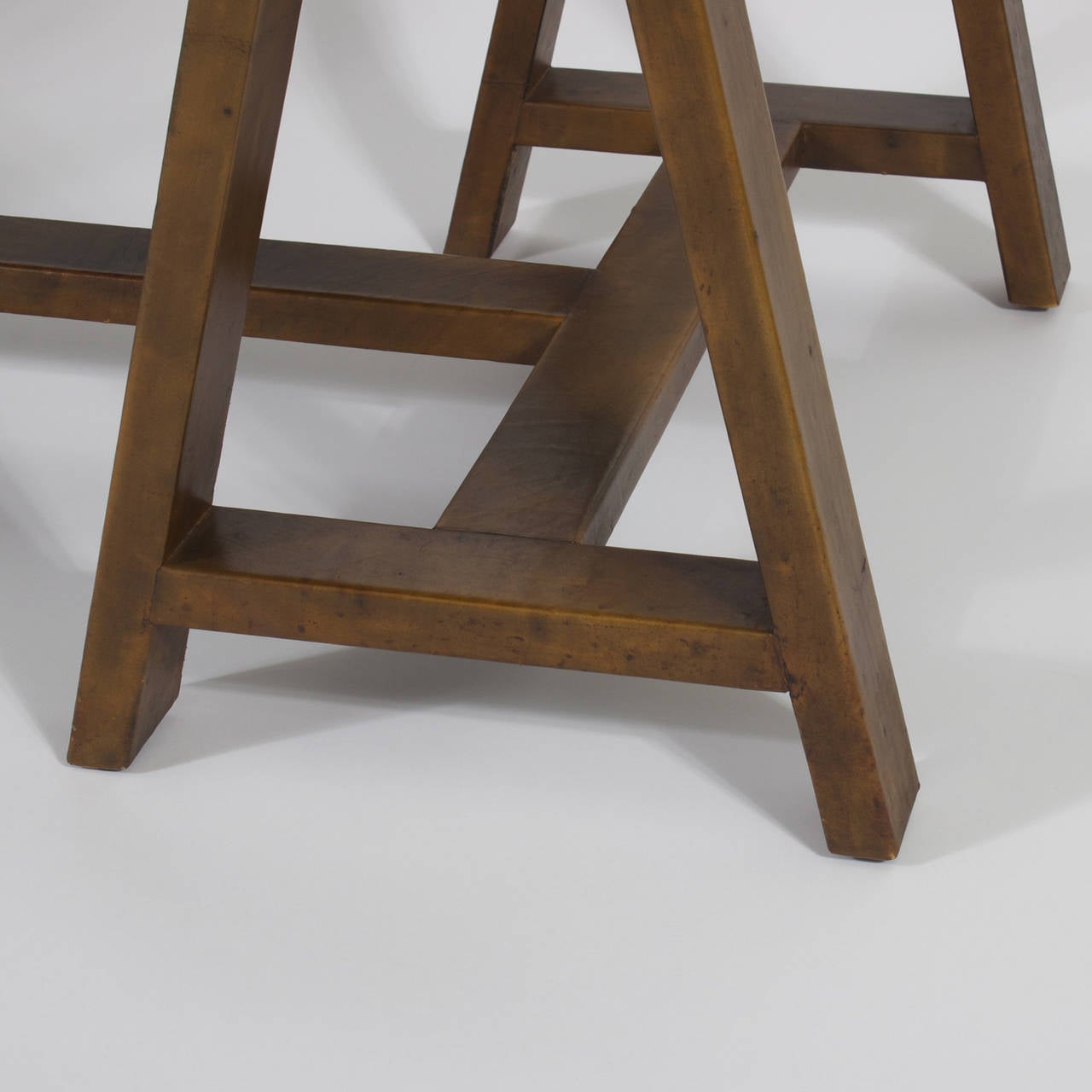 Mid-Century Modern Campaign Style Leather Clad Desk In Good Condition In Palm Beach, FL