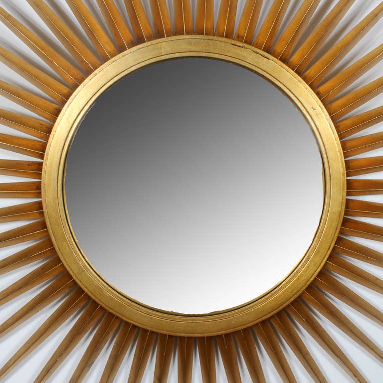 Large Mutli Rayed Giltwood Sunburst Mirror In Excellent Condition In Palm Beach, FL