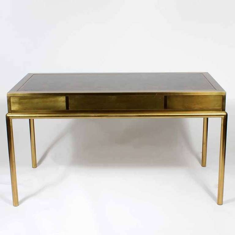 Labeled Mastercraft Brass Desk In Excellent Condition In Palm Beach, FL