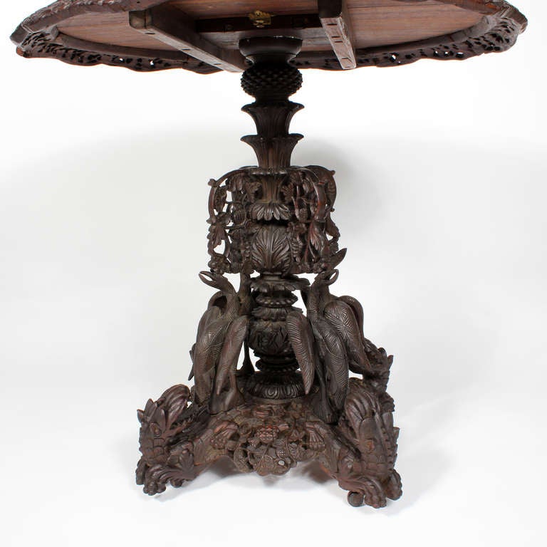 19th Century Carved Anglo Indian Tilt Top Table