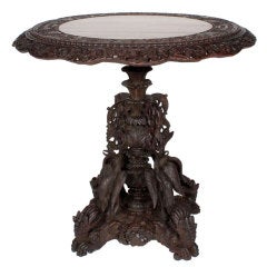 Antique Carved Anglo Indian Tilt Top Table