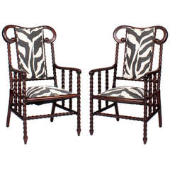 Antique Pair of 19th Century Hunzinger Arm Chairs