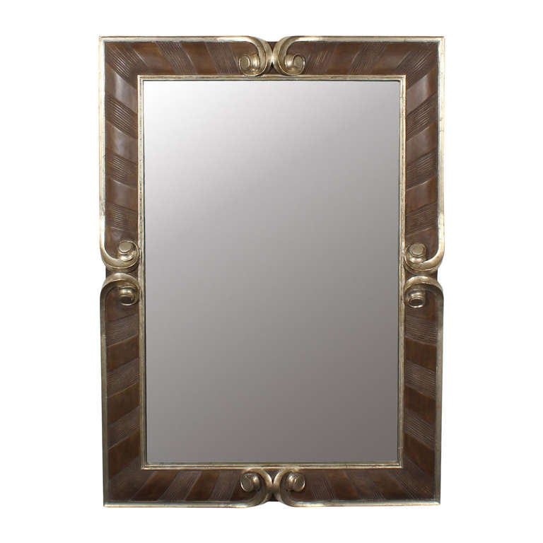 20th Century Carved and Silver Gilt Rectangular Mirror