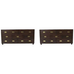 Pair of Baker Campaign Style Chests 6